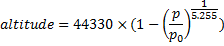 Pressure versus Altitude Formula